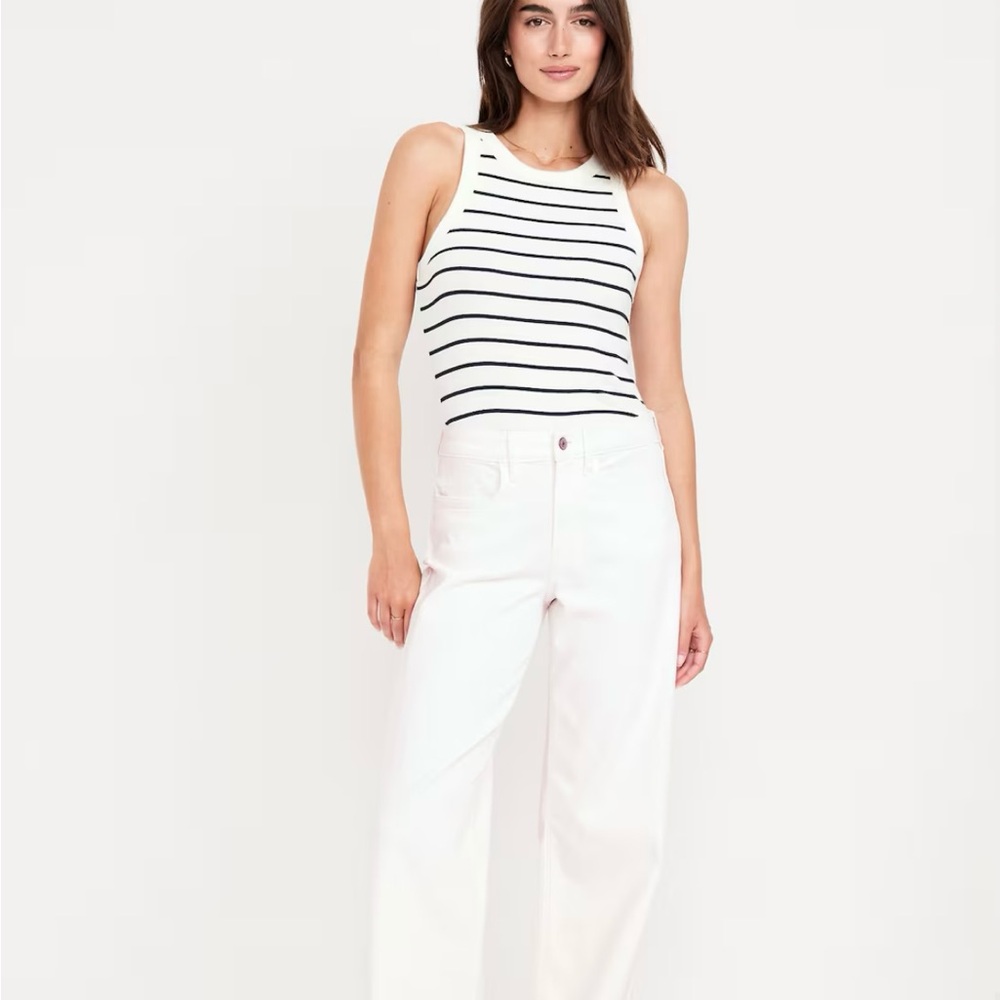 Old Navy Women's High Rise Jeans - White Wow Wide Leg Jean New With Tags
